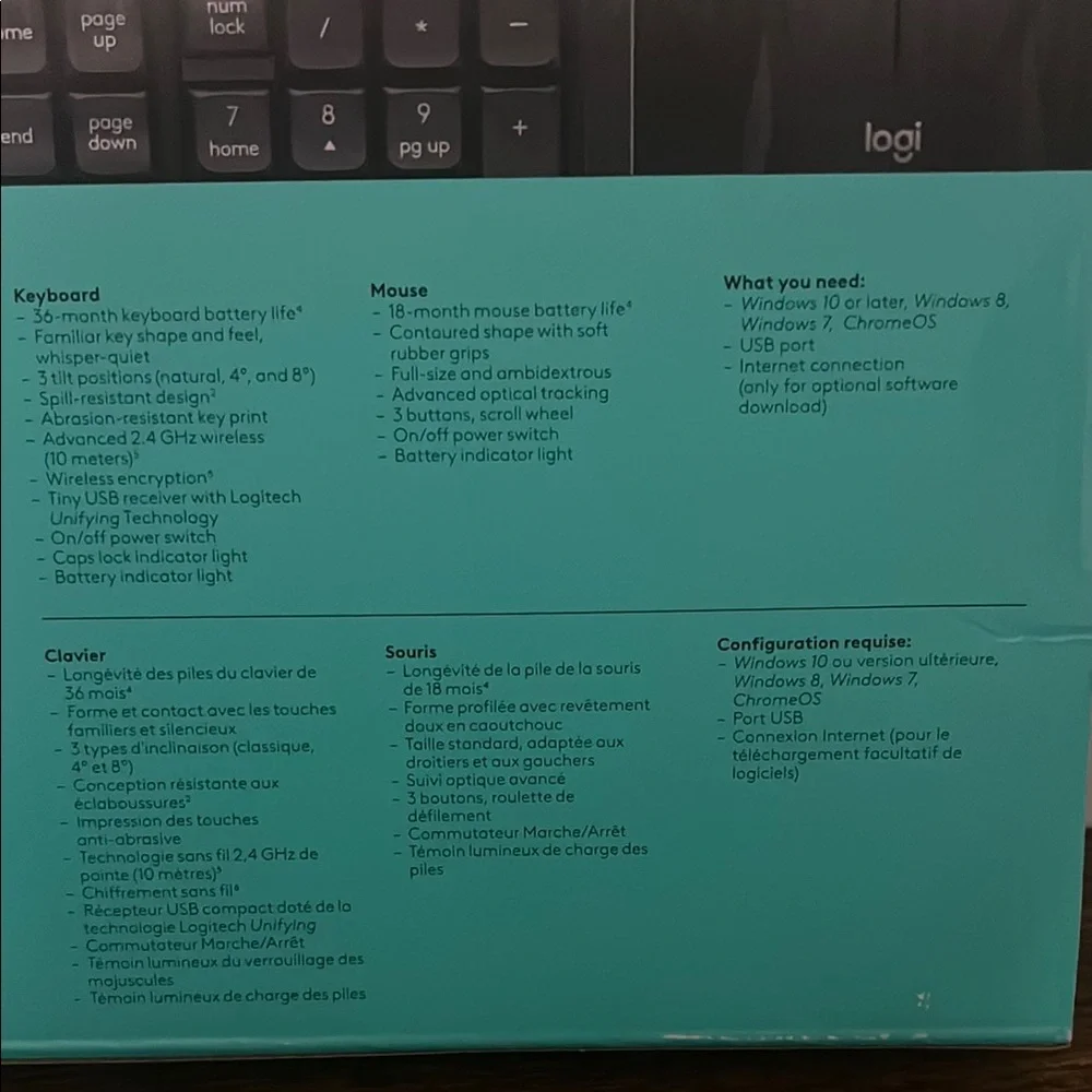 🔥‼️NEW Logitech MK540 Wireless Keyboard and Mouse - Black with Teal Accents‼️🔥